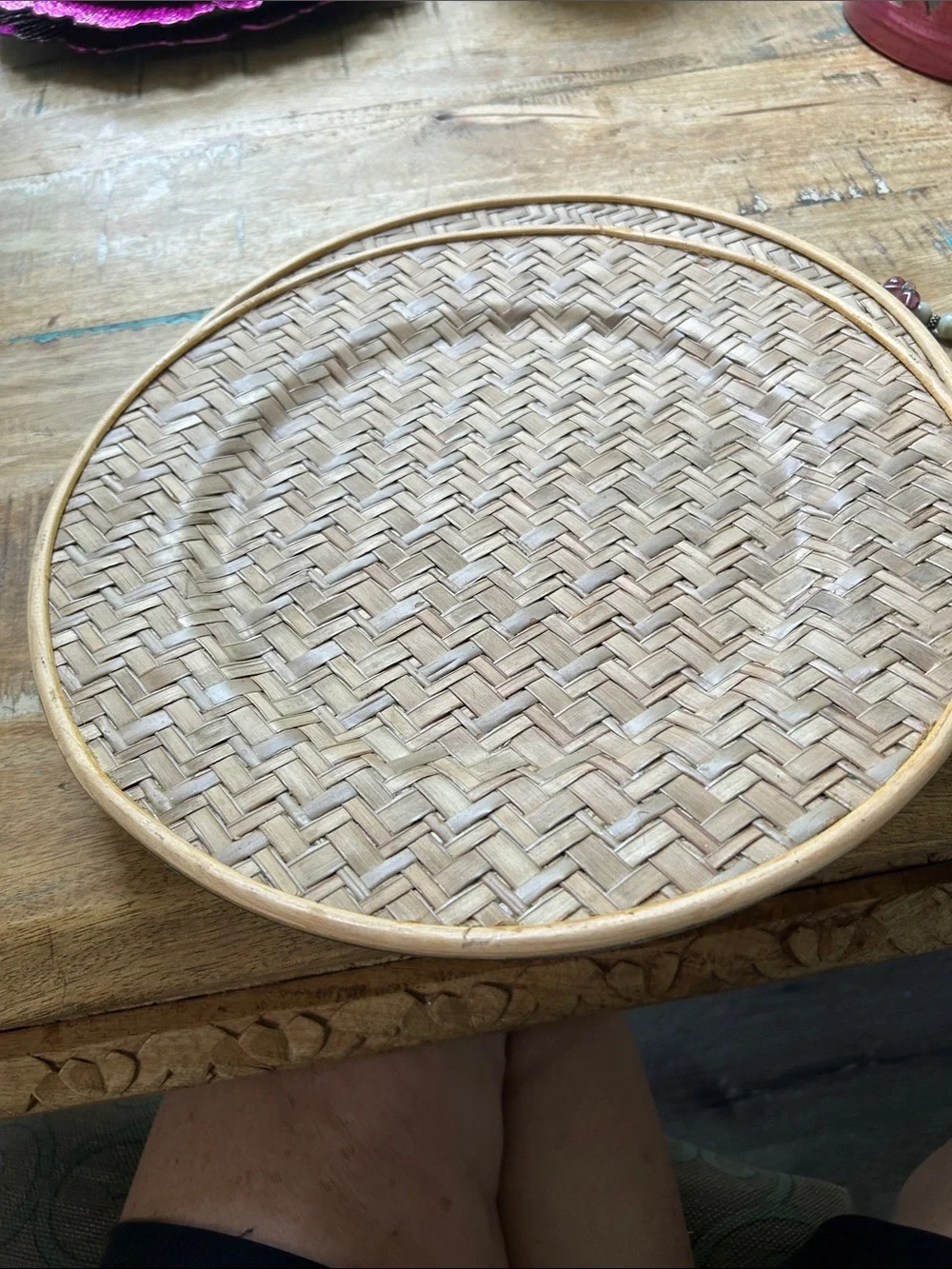 Woven Rattan Round Cotton Charger plates from Pier 1
